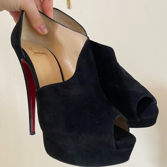 AUTHENTIC CHRISTIAN LOUBOUTIN VEAU VELOURS VERITA 150 BOOTIES 39 SUEDE BLACK - Picture 7 of 16